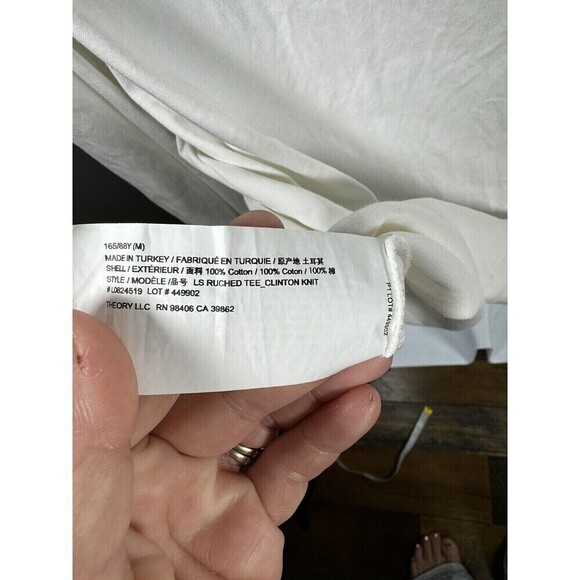 Theory White 3/4 Slit Sleeve Size M Boat Neck - Picture 7 of 7